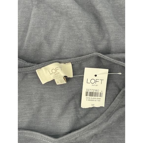 NWT Ann Taylor LOFT Factory Gray Flutter Sleeve Midi Dress Women's Size Medium - Picture 5 of 5